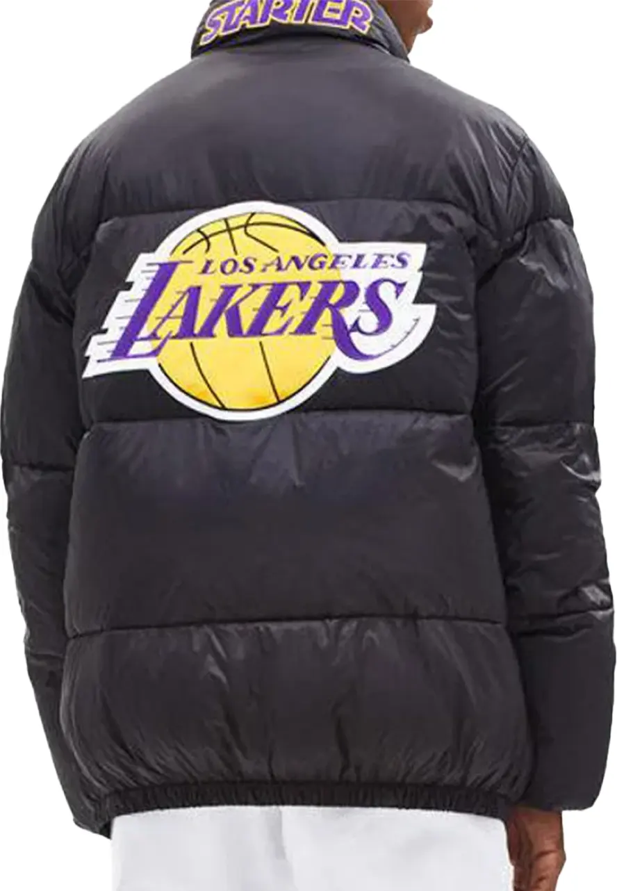 Men's Puffer Lakers Los Angeles Black Jacket